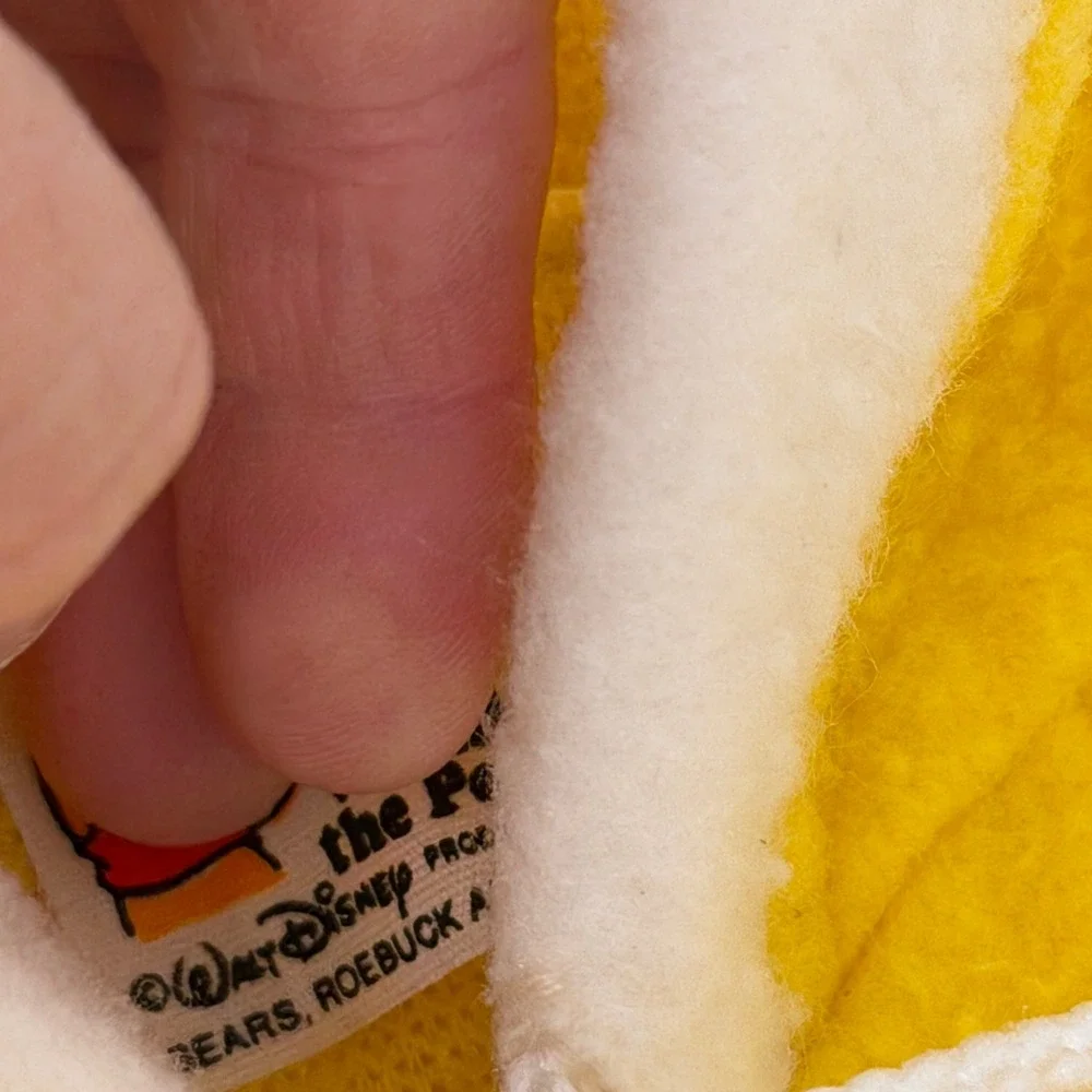 Baby Winnie the Pooh Fleece Snowsuit Bunting Yellow Hooded Footed‎ 12M VINTAGE